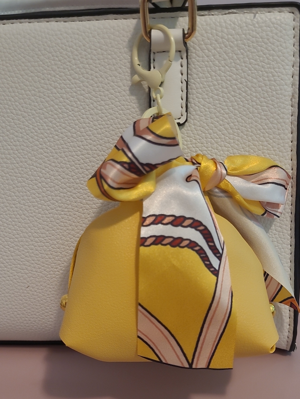 Yellow Scarf Accent Women's Key Pouch